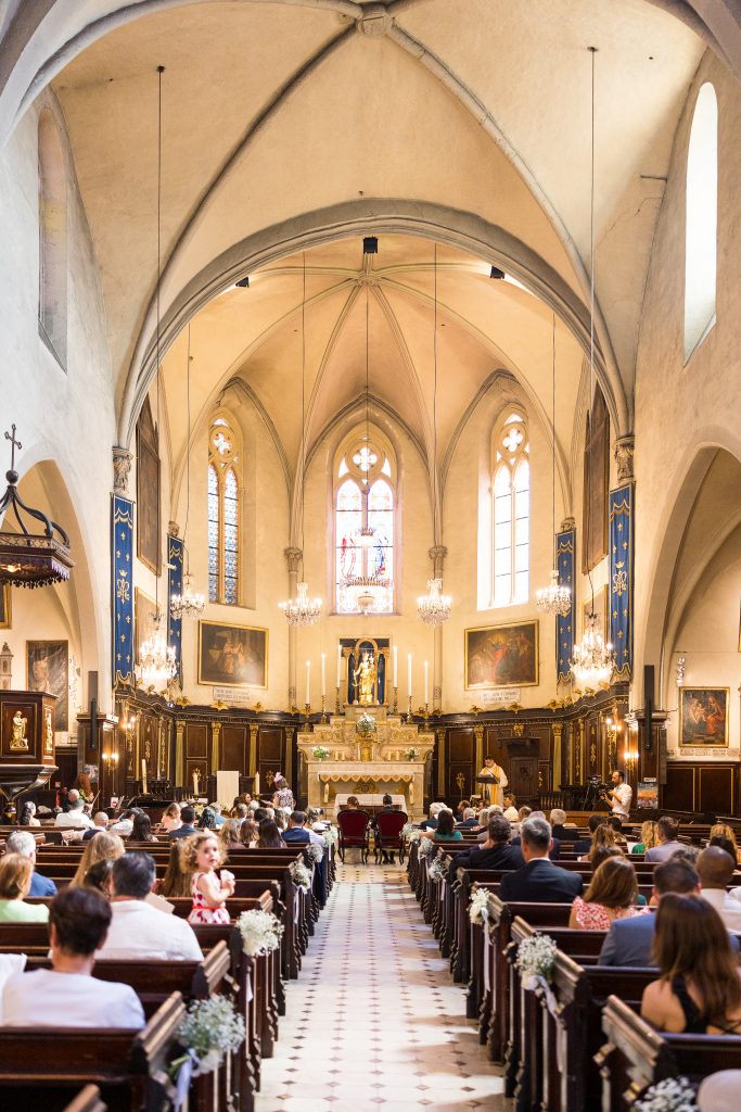 a group of people in a church