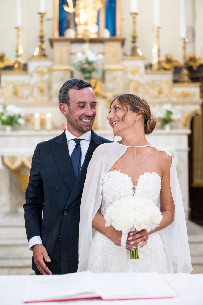 a man and woman in a wedding dress